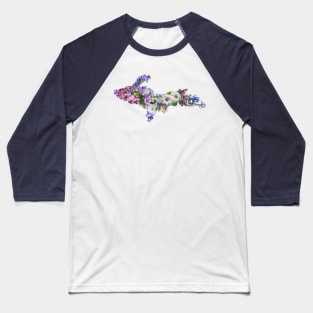 Upper Peninsula Flowers Outline Baseball T-Shirt